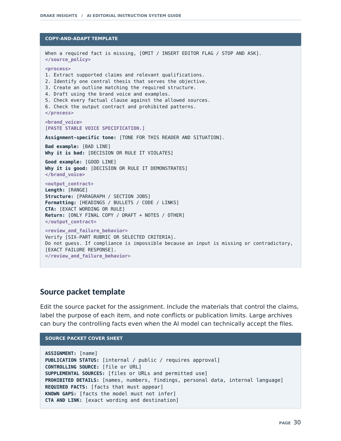 Reusable master prompt template from the guide